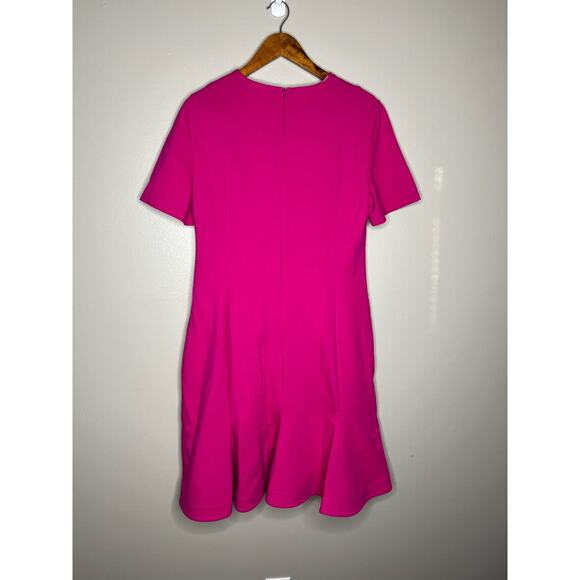 AKRIS Punto Fuchsia Short Sleeve Fit & Flare Luxury Designer Dress Size 14 - Picture 7 of 10